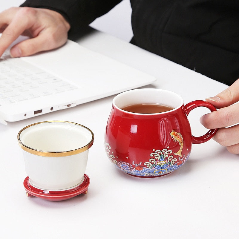 Japanese Ceramic Tea Infuser Cup with Lid