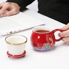 Japanese Ceramic Tea Infuser Cup with Lid