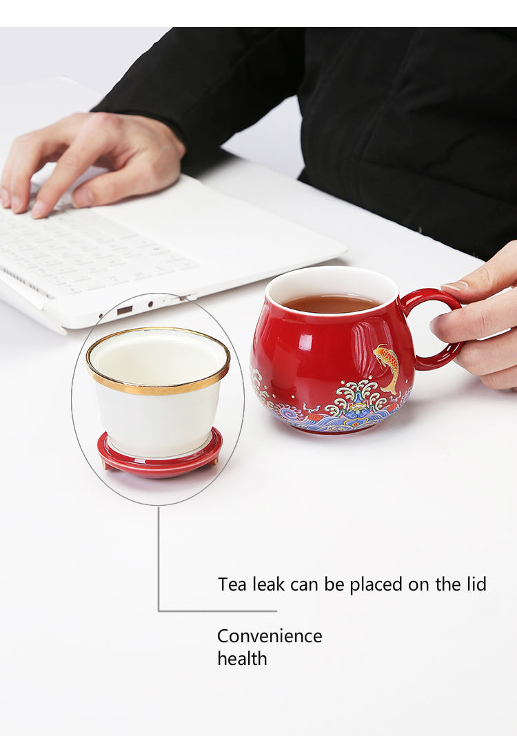 Japanese Ceramic Tea Infuser Cup with Lid