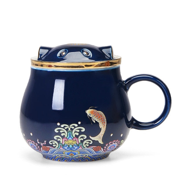 Japanese Ceramic Tea Infuser Cup with Lid