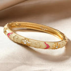 Floral Accented Bangles for Women - Gold-Toned, 6 cm Diameter, view 3