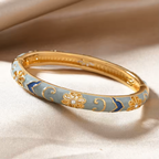 Floral Accented Bangles for Women - Gold-Toned, 6 cm Diameter, view 4