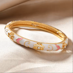 Floral Accented Bangles for Women - Gold-Toned, 6 cm Diameter, view 5