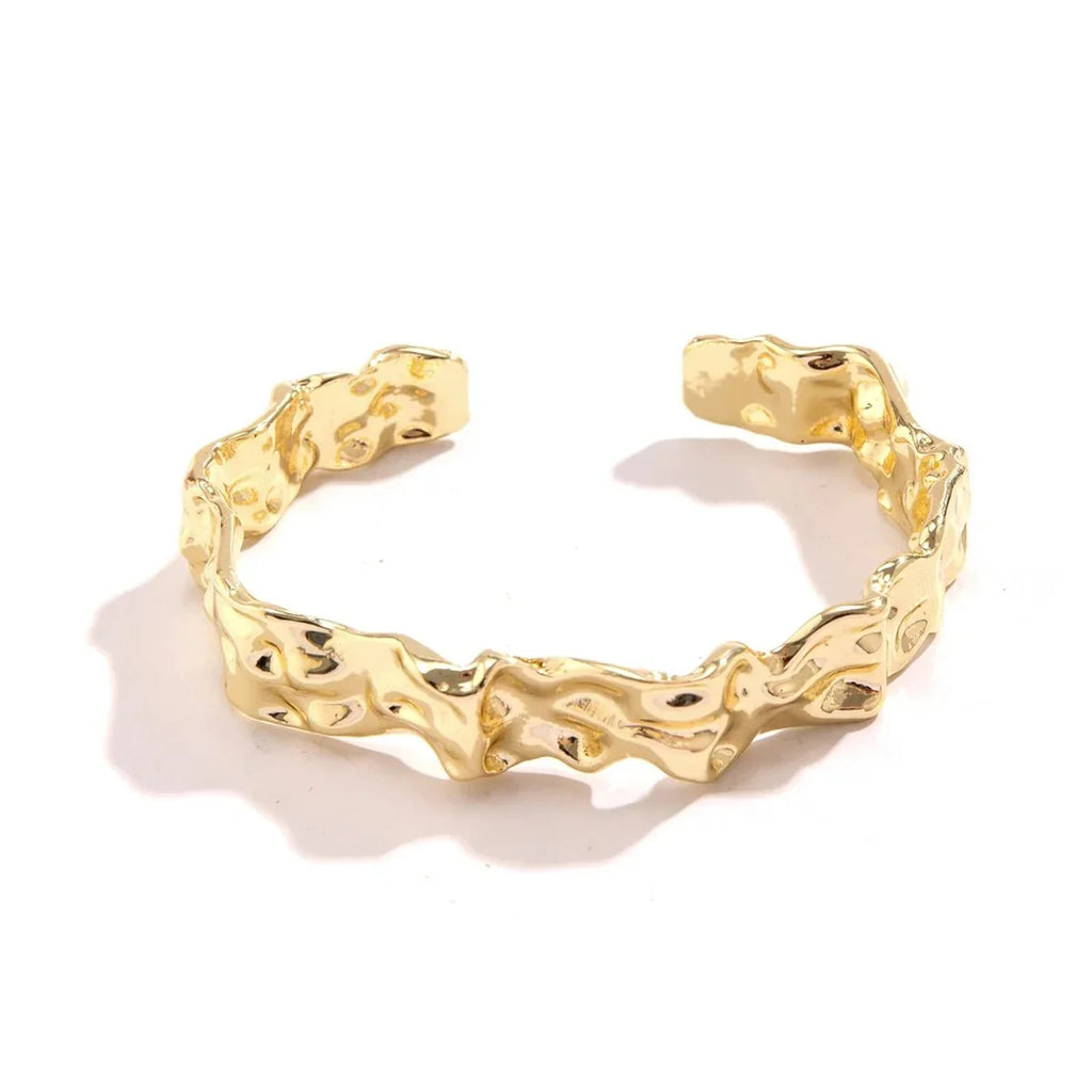Irregular Crumbled Textured Bangle Bracelet for Women, view 4