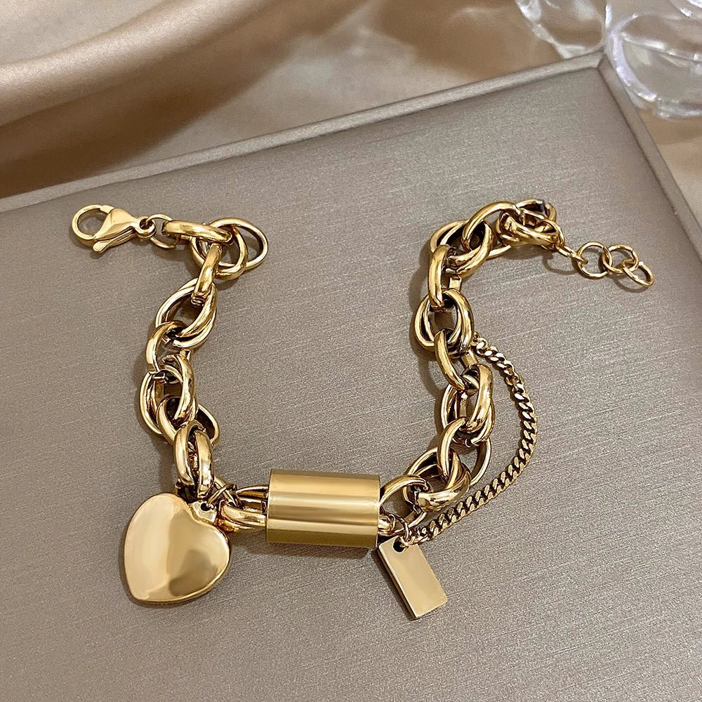 Chunky Chain Heart Bracelet for Women - Bold Statement Jewellery, view 2