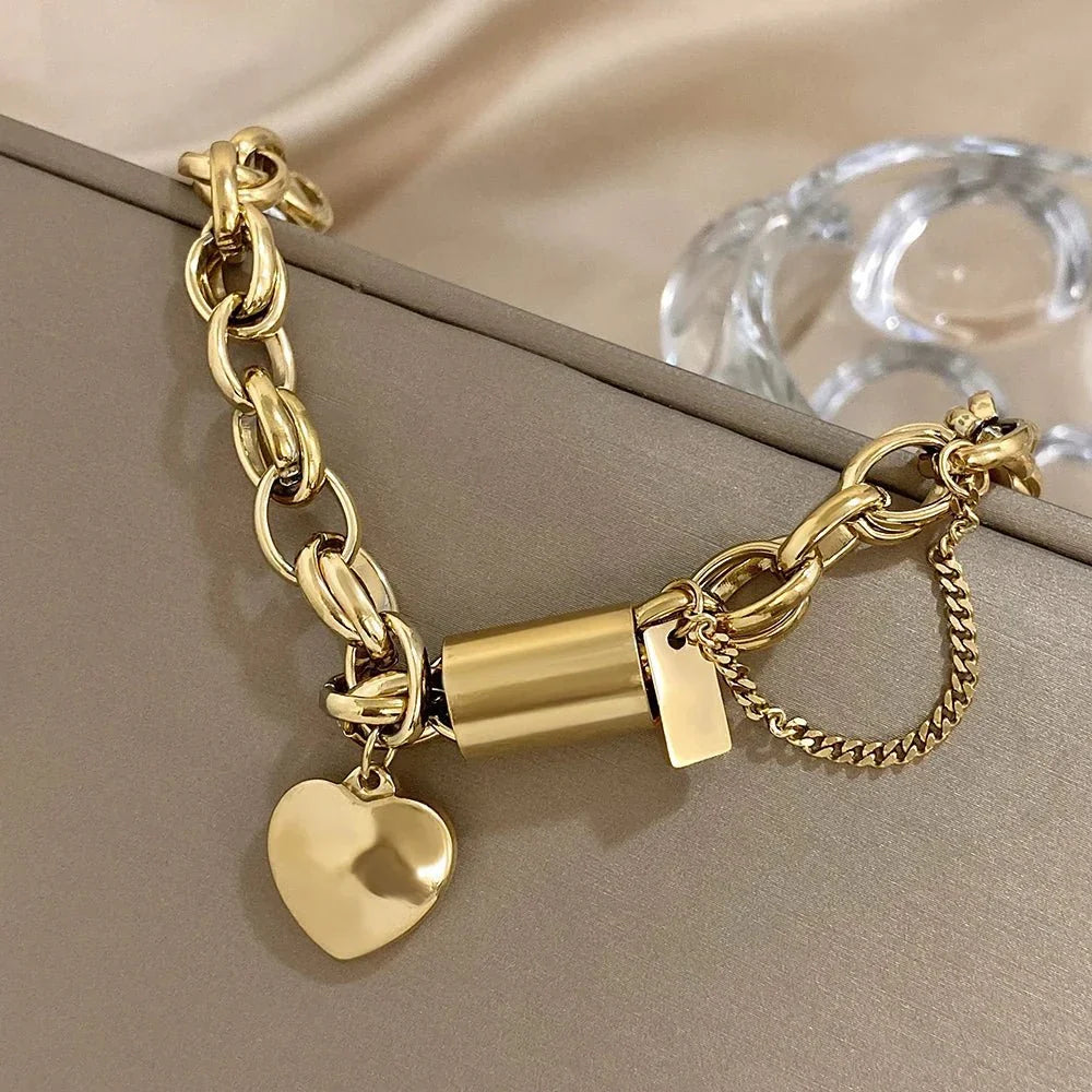 Chunky Chain Heart Bracelet for Women - Bold Statement Jewellery, view 4