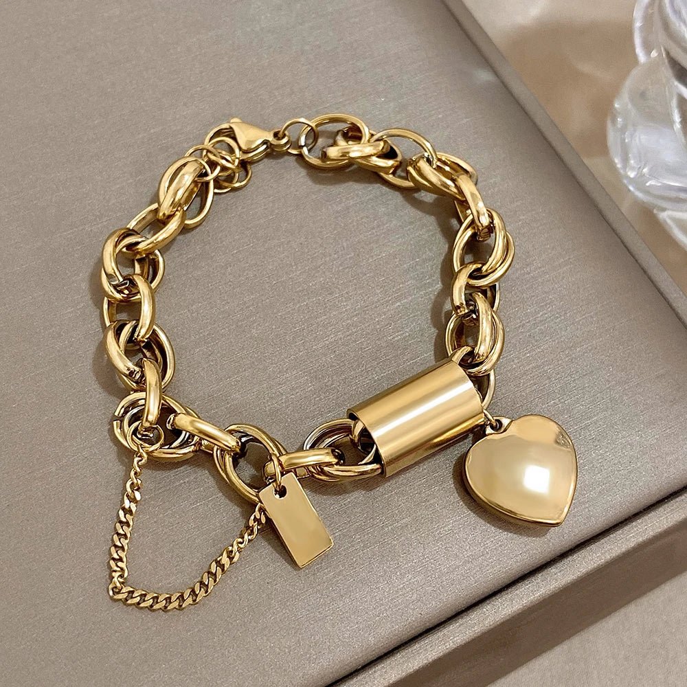 Chunky Chain Heart Bracelet for Women - Bold Statement Jewellery