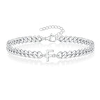 Couples Letter Initial Cuban Bracelet - Adjustable 20-25cm, view 10