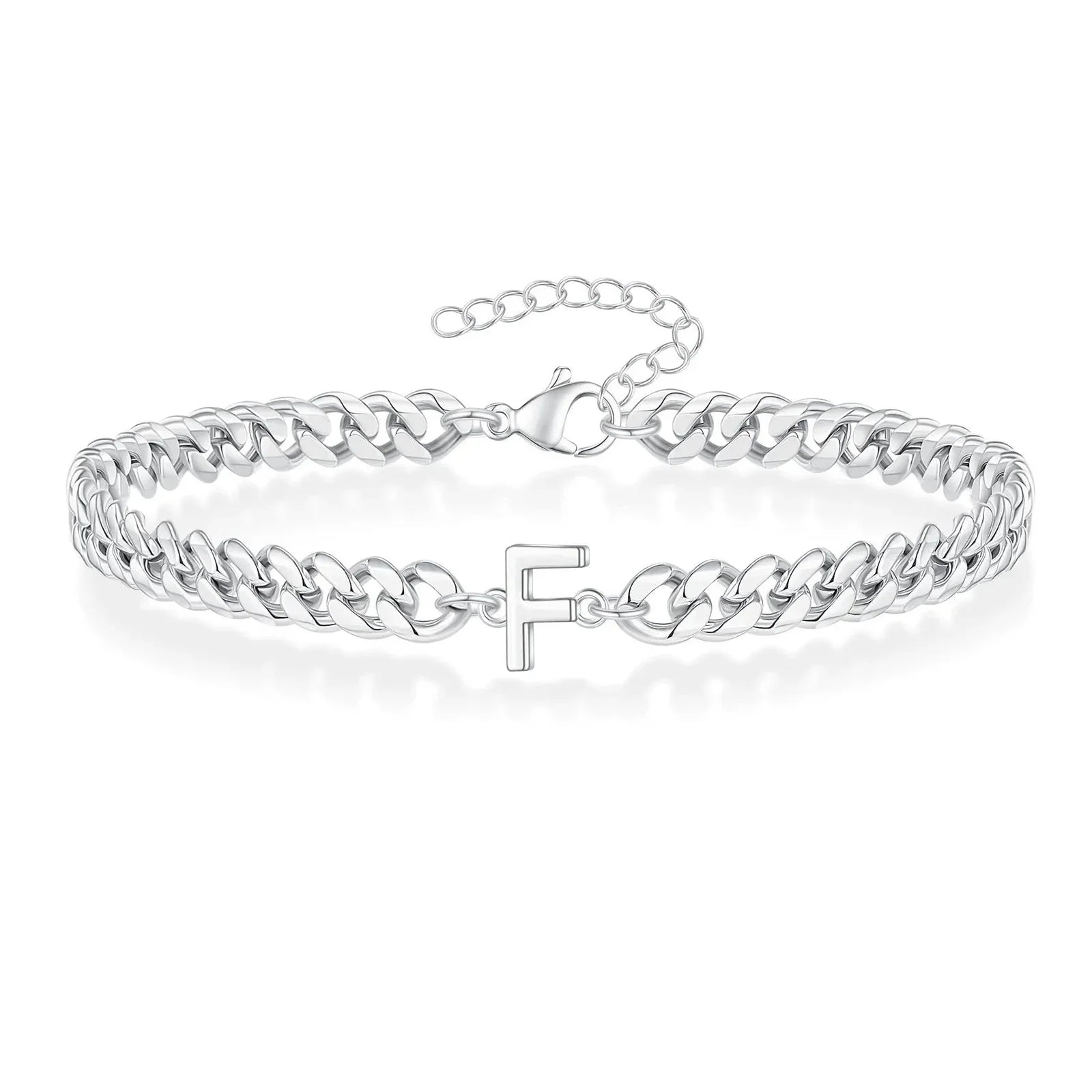 Couples Letter Initial Cuban Bracelet - Adjustable 20-25cm, view 10