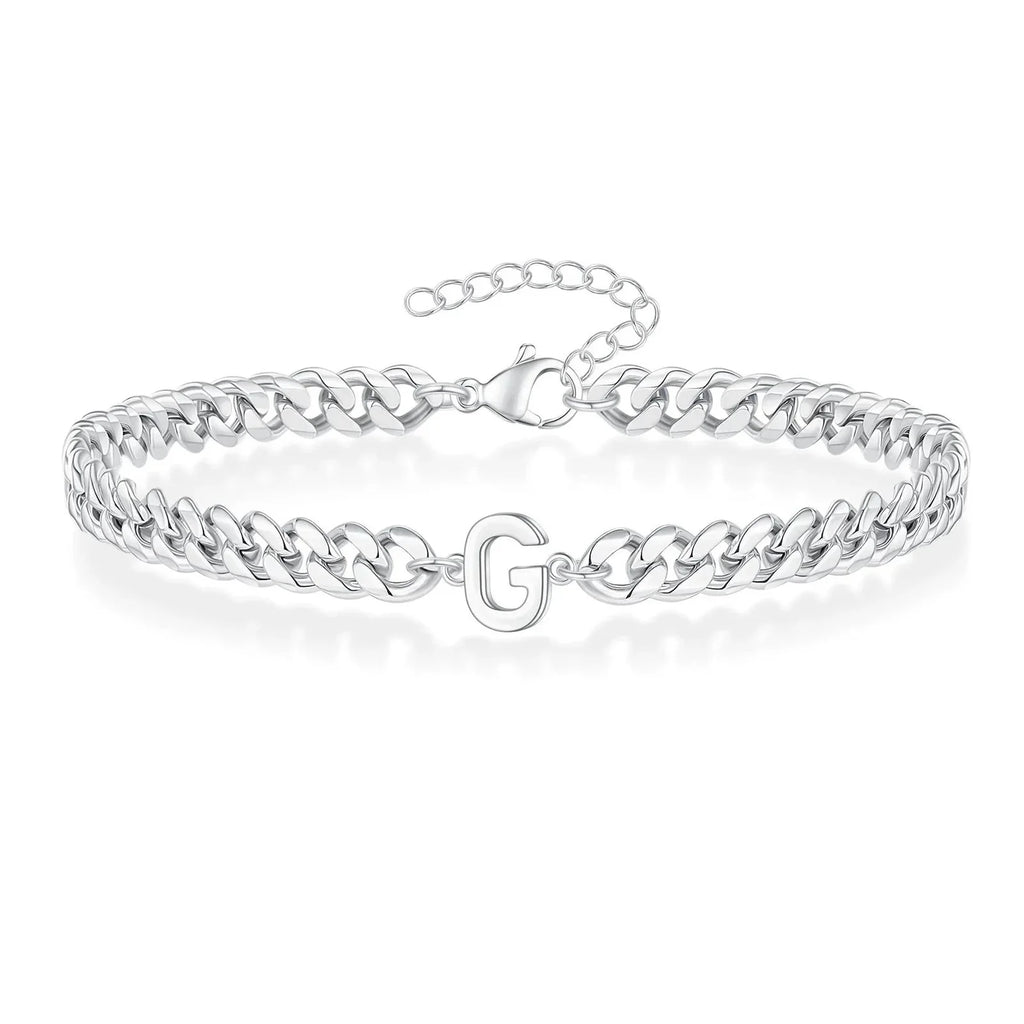 Couples Letter Initial Cuban Bracelet - Adjustable 20-25cm, view 11