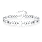 Couples Letter Initial Cuban Bracelet - Adjustable 20-25cm, view 11