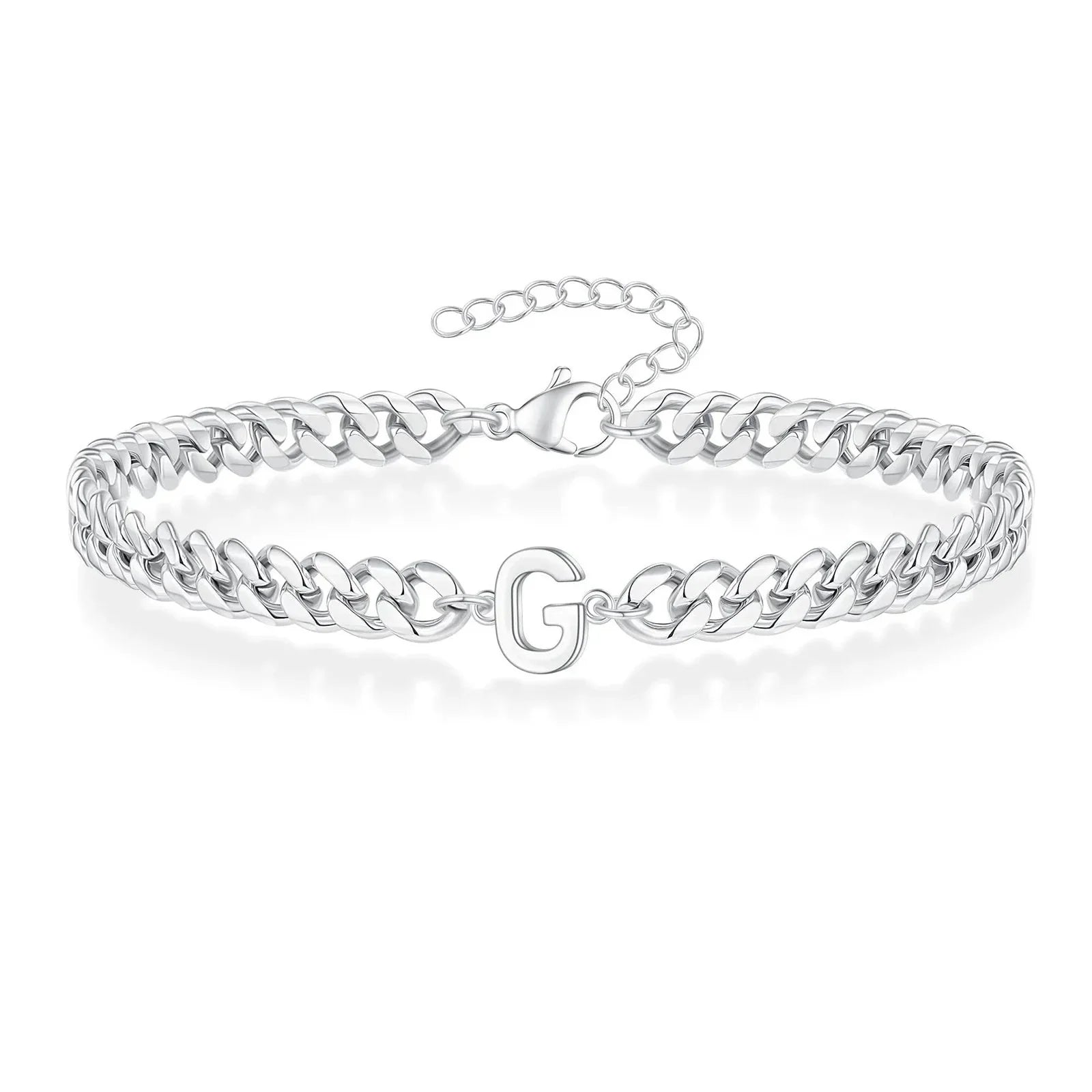 Couples Letter Initial Cuban Bracelet - Adjustable 20-25cm, view 11