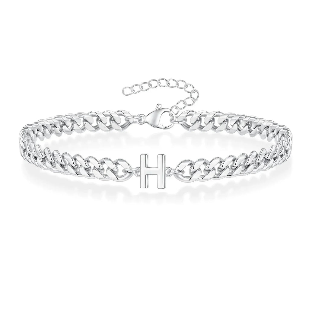 Couples Letter Initial Cuban Bracelet - Adjustable 20-25cm, view 12