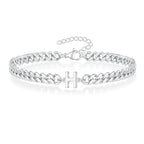 Couples Letter Initial Cuban Bracelet - Adjustable 20-25cm, view 12
