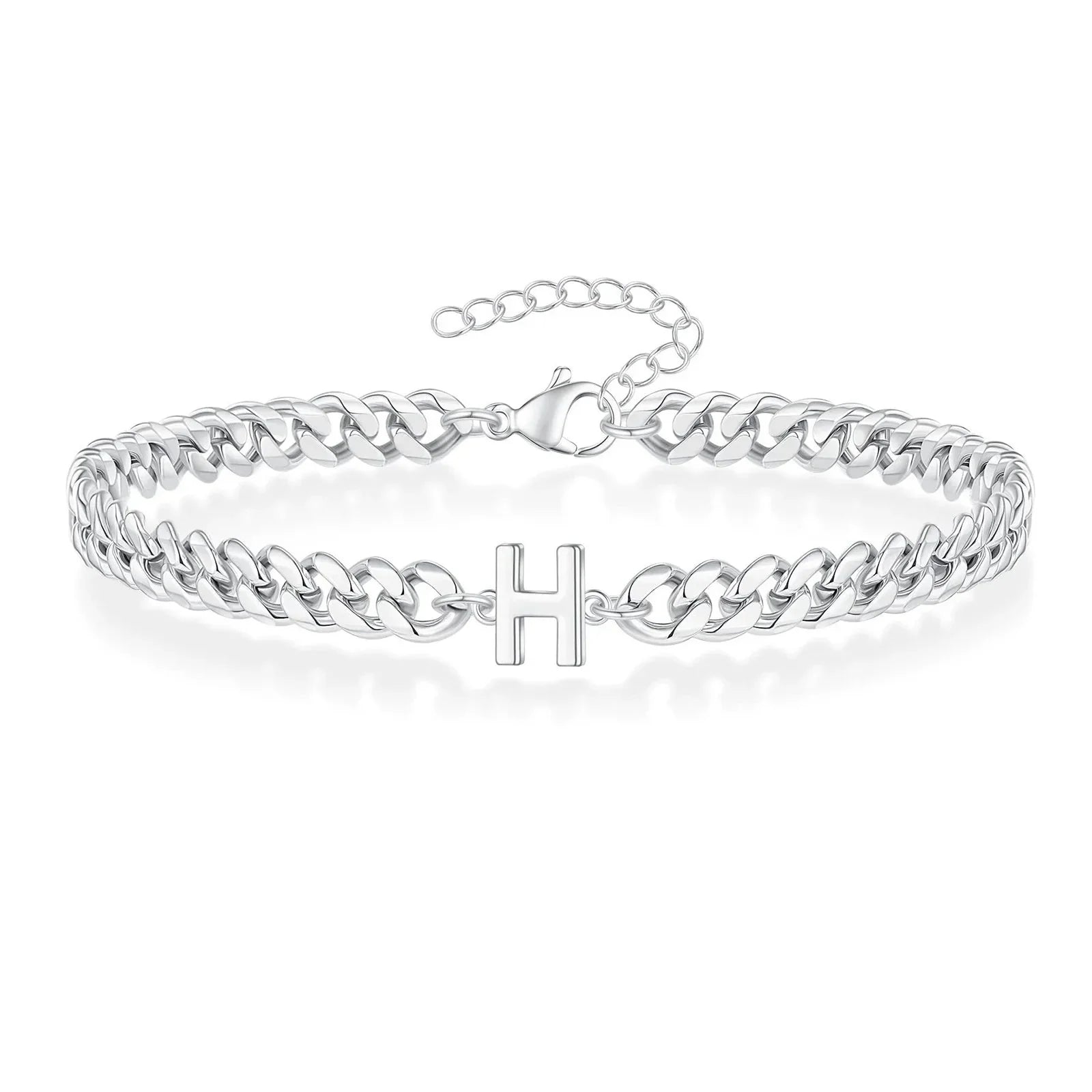 Couples Letter Initial Cuban Bracelet - Adjustable 20-25cm, view 12