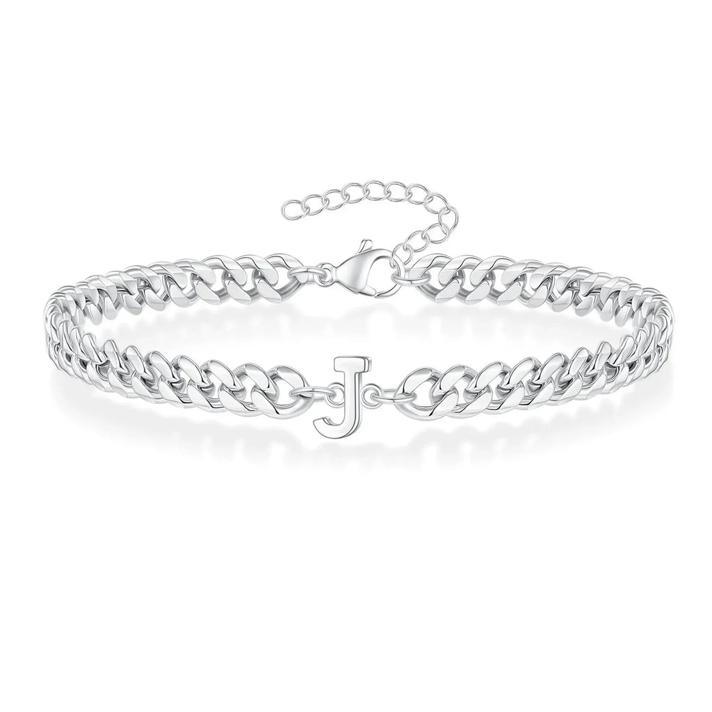 Couples Letter Initial Cuban Bracelet - Adjustable 20-25cm, view 14