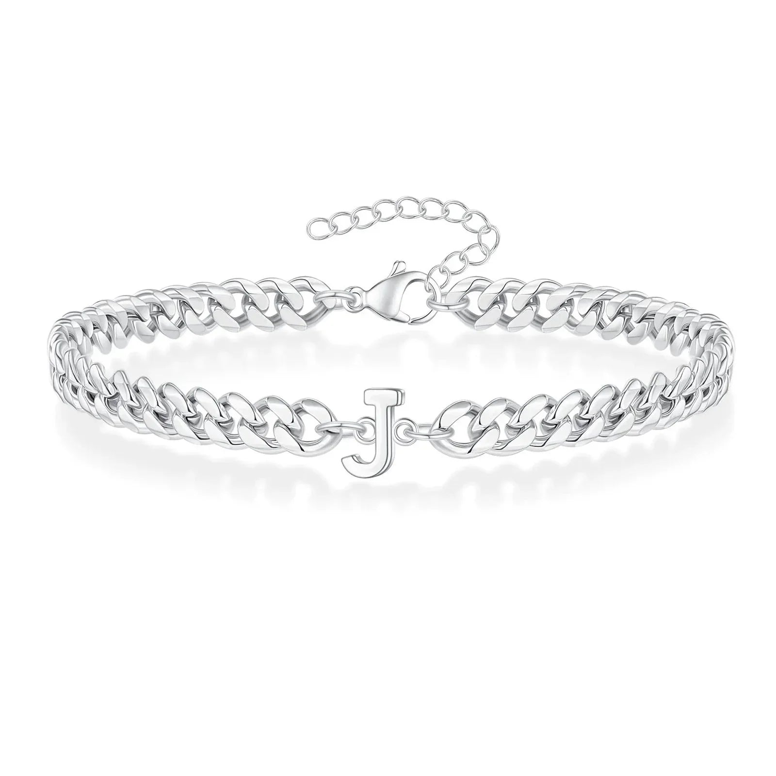 Couples Letter Initial Cuban Bracelet - Adjustable 20-25cm, view 14