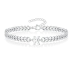 Couples Letter Initial Cuban Bracelet - Adjustable 20-25cm, view 15