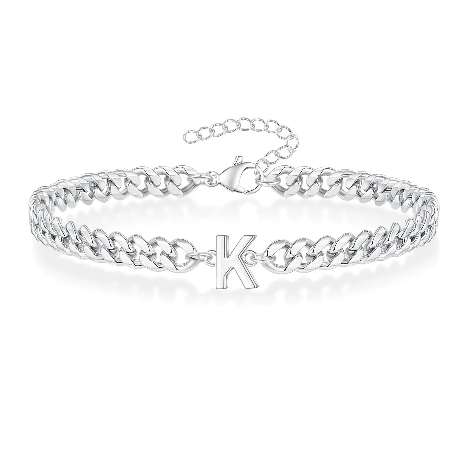 Couples Letter Initial Cuban Bracelet - Adjustable 20-25cm, view 15