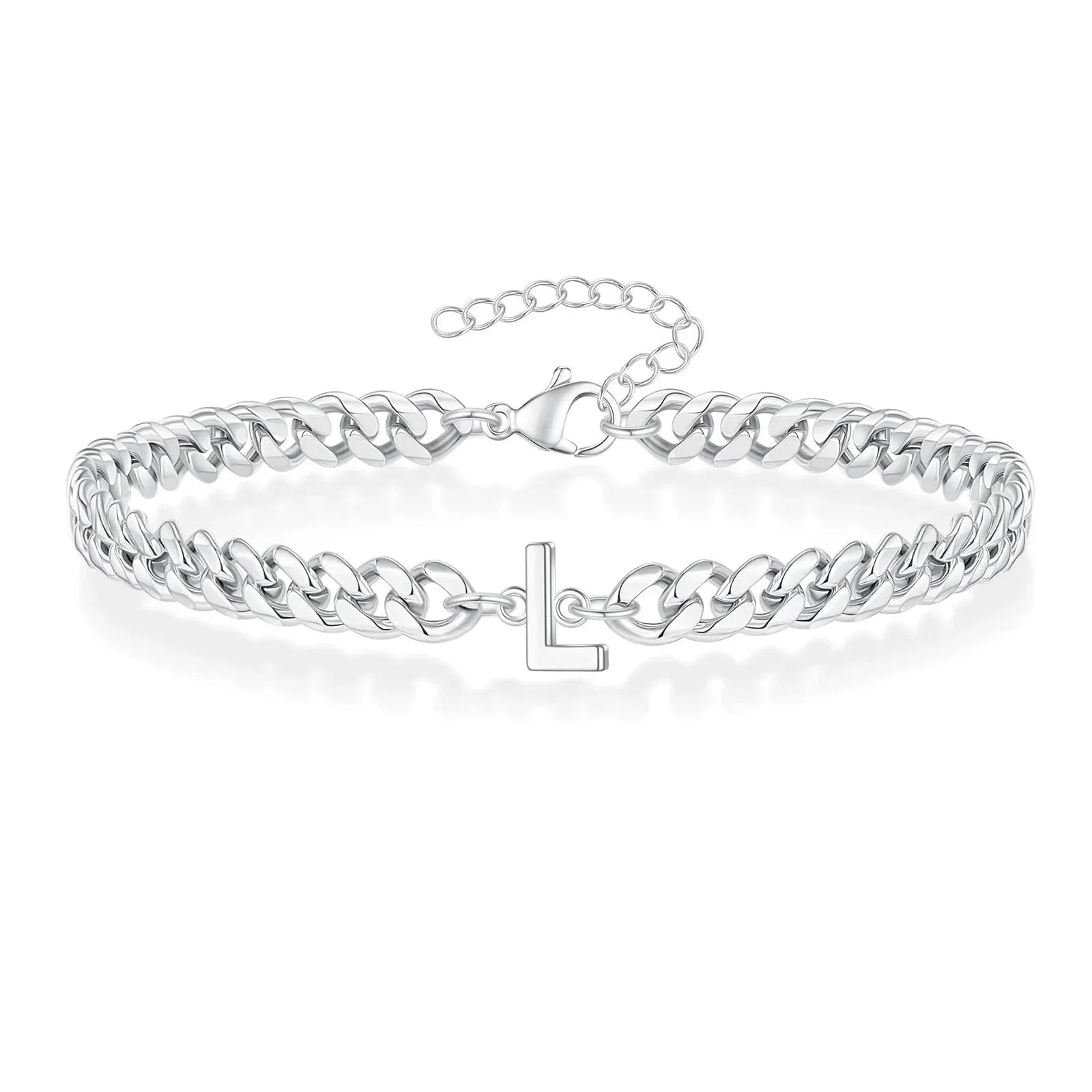 Couples Letter Initial Cuban Bracelet - Adjustable 20-25cm, view 16