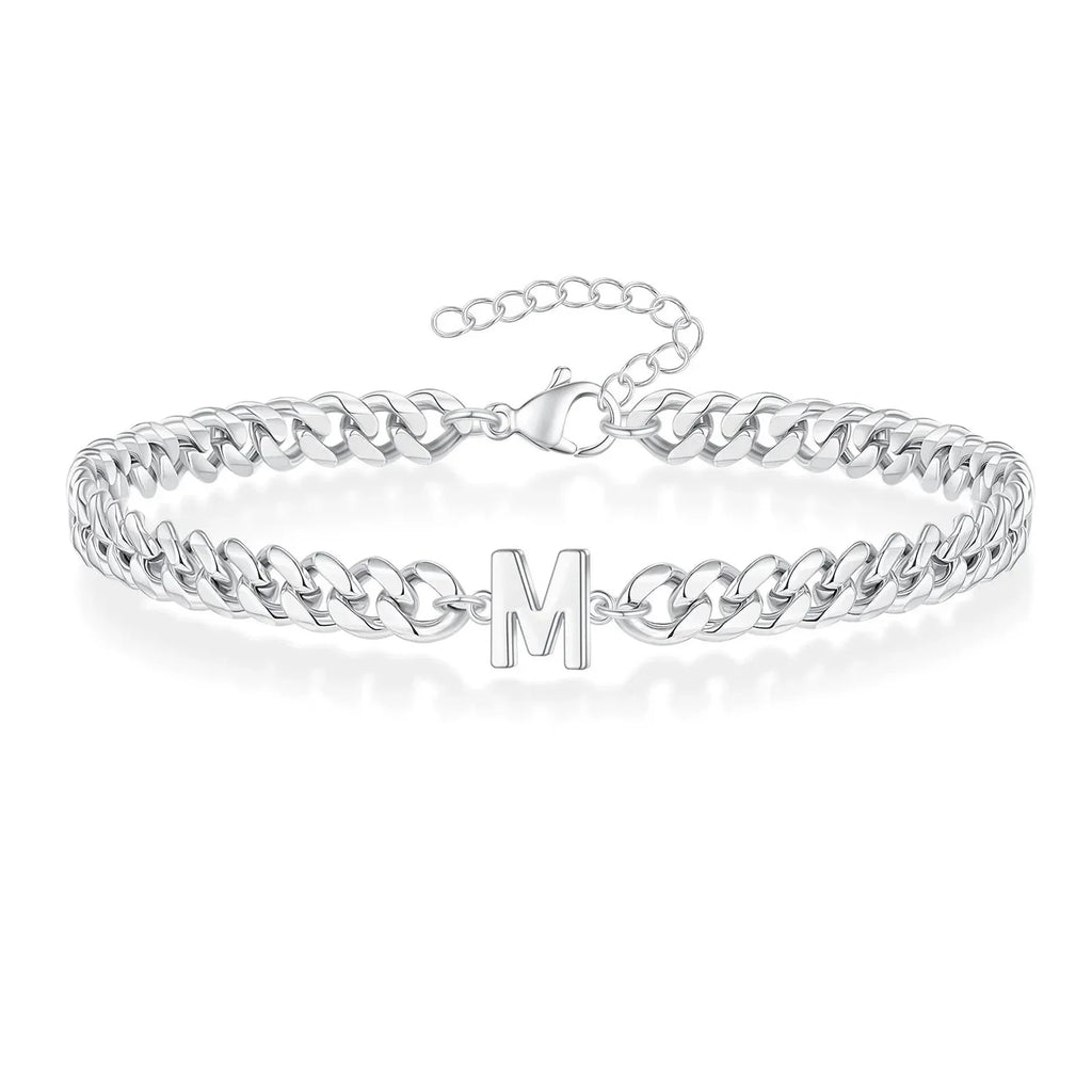 Couples Letter Initial Cuban Bracelet - Adjustable 20-25cm, view 17