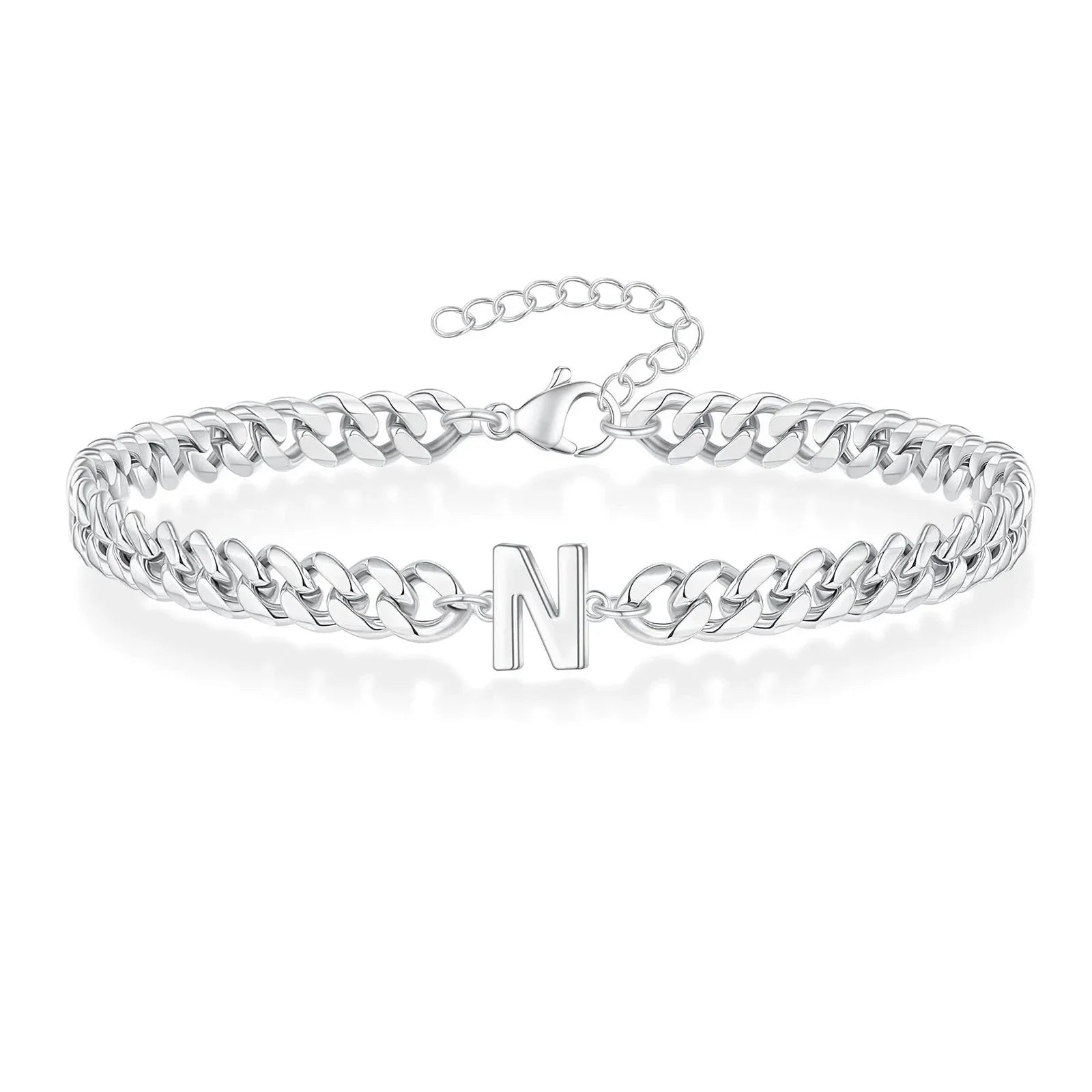 Couples Letter Initial Cuban Bracelet - Adjustable 20-25cm, view 18