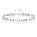 Couples Letter Initial Cuban Bracelet - Adjustable 20-25cm, view 19