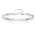 Couples Letter Initial Cuban Bracelet - Adjustable 20-25cm, view 20