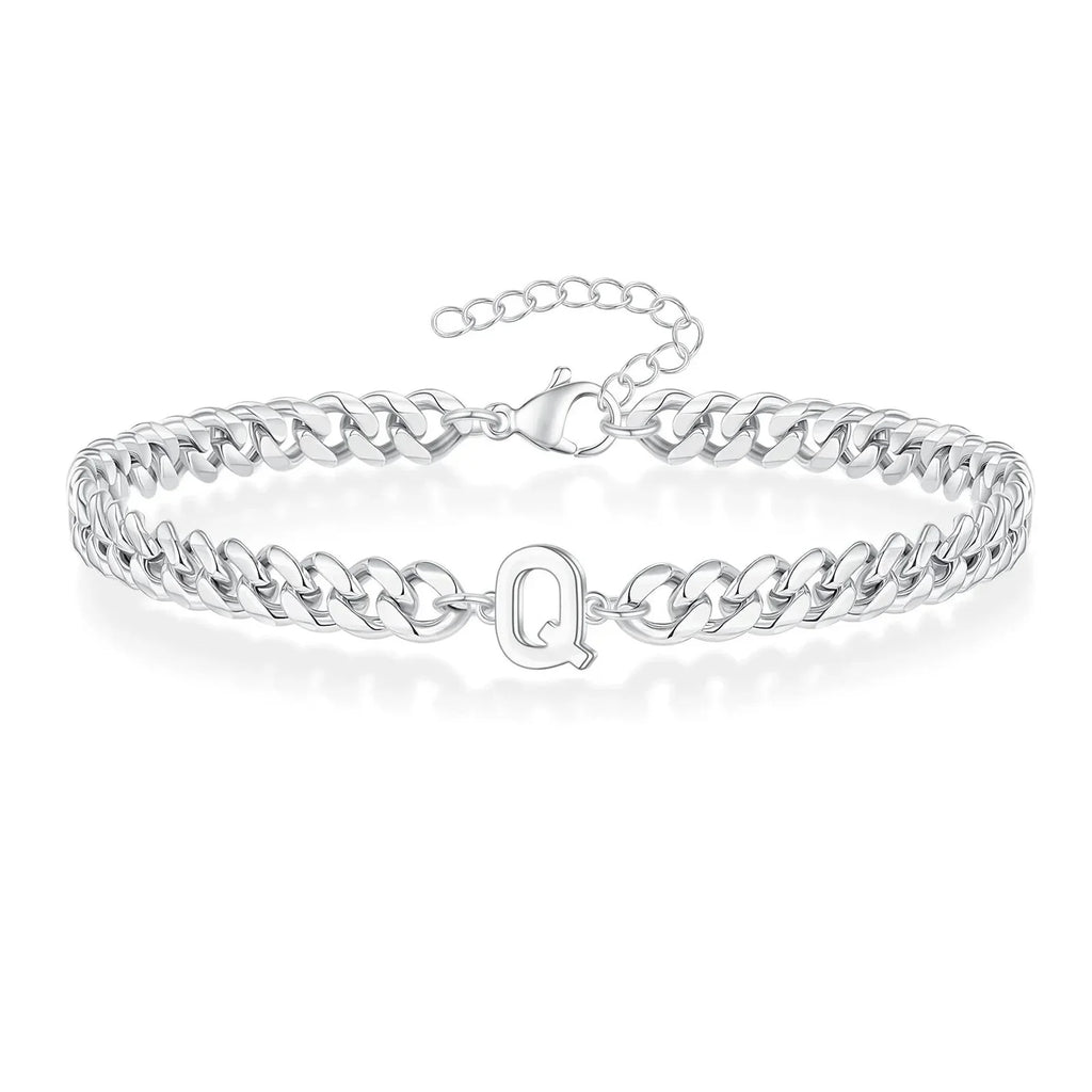 Couples Letter Initial Cuban Bracelet - Adjustable 20-25cm, view 21