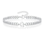 Couples Letter Initial Cuban Bracelet - Adjustable 20-25cm, view 21