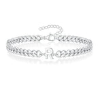 Couples Letter Initial Cuban Bracelet - Adjustable 20-25cm, view 22