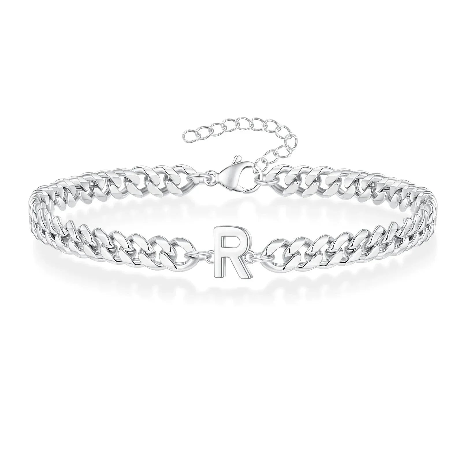 Couples Letter Initial Cuban Bracelet - Adjustable 20-25cm, view 22