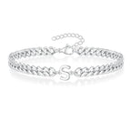 Couples Letter Initial Cuban Bracelet - Adjustable 20-25cm, view 23