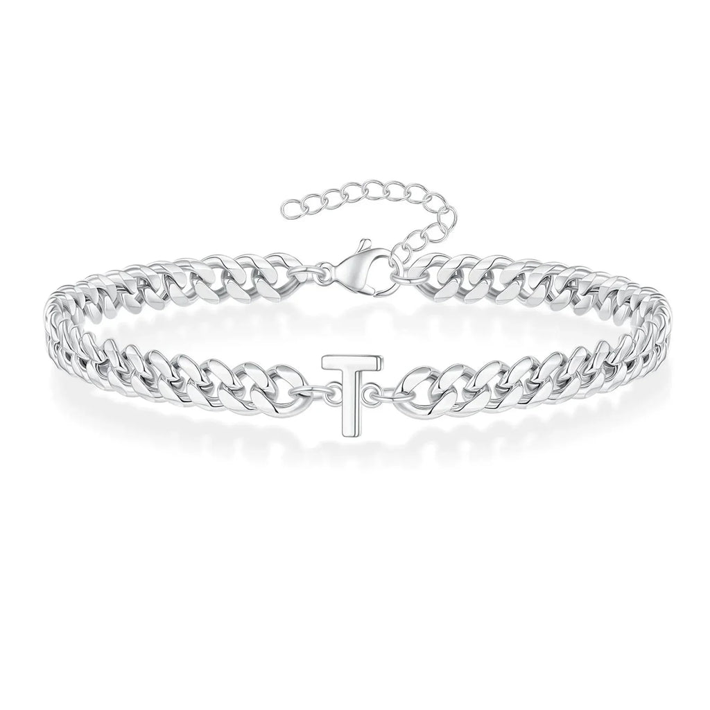Couples Letter Initial Cuban Bracelet - Adjustable 20-25cm, view 24