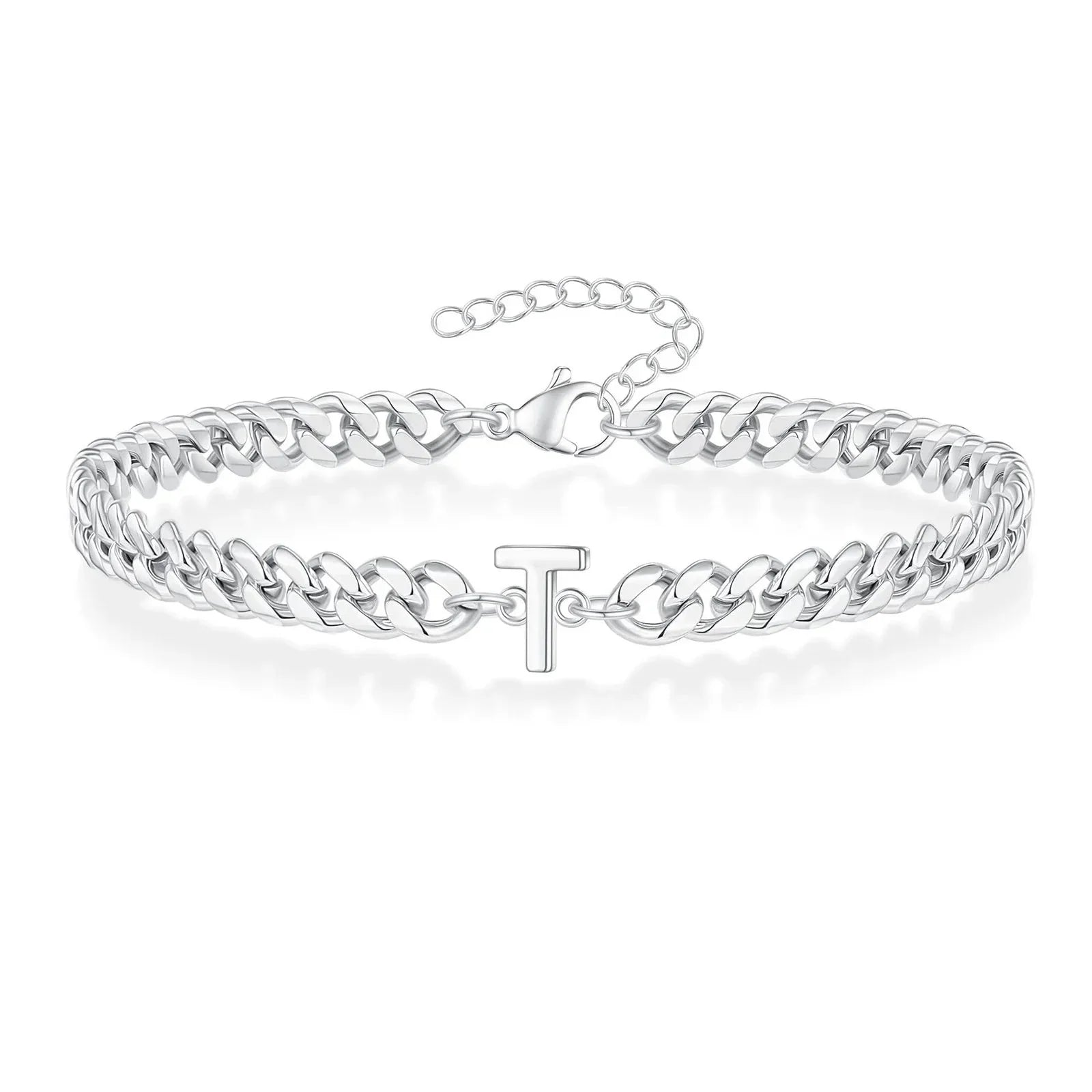 Couples Letter Initial Cuban Bracelet - Adjustable 20-25cm, view 24