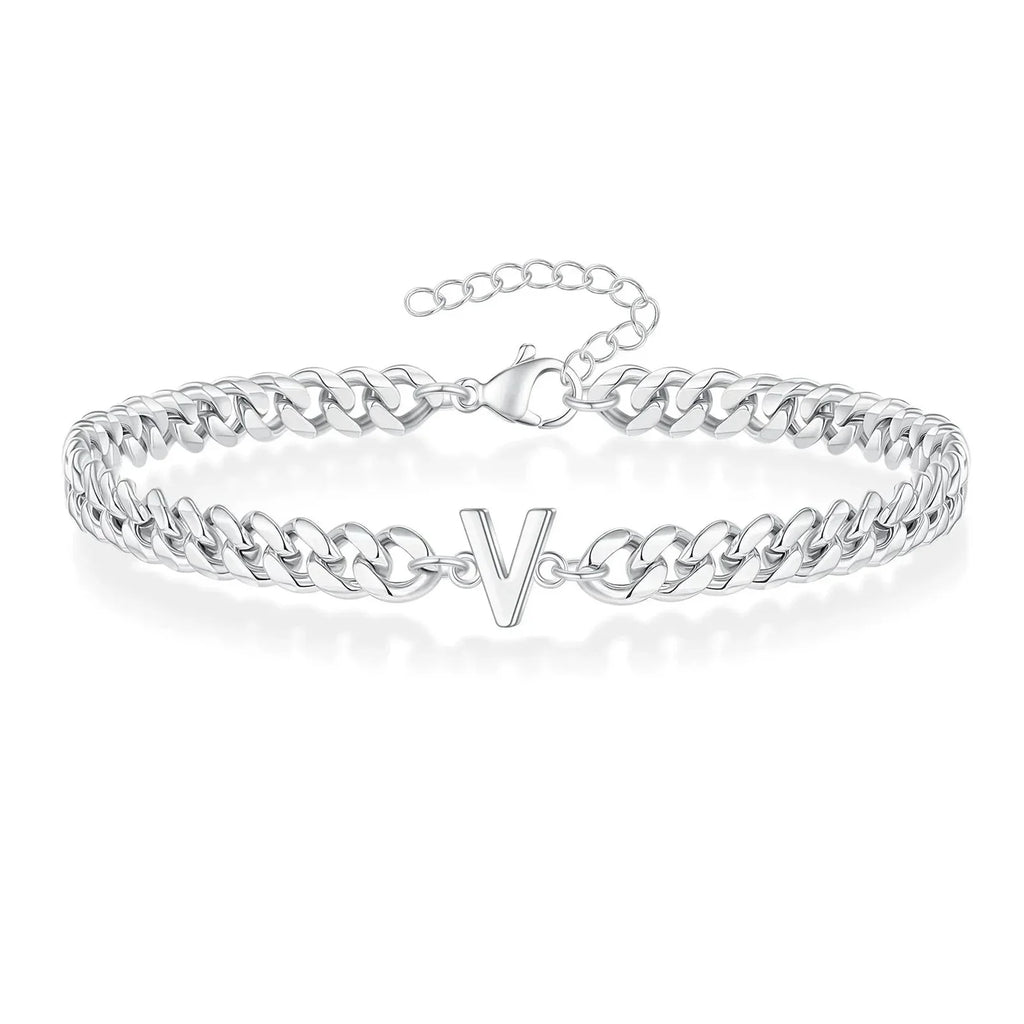 Couples Letter Initial Cuban Bracelet - Adjustable 20-25cm, view 26