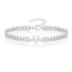 Couples Letter Initial Cuban Bracelet - Adjustable 20-25cm, view 26