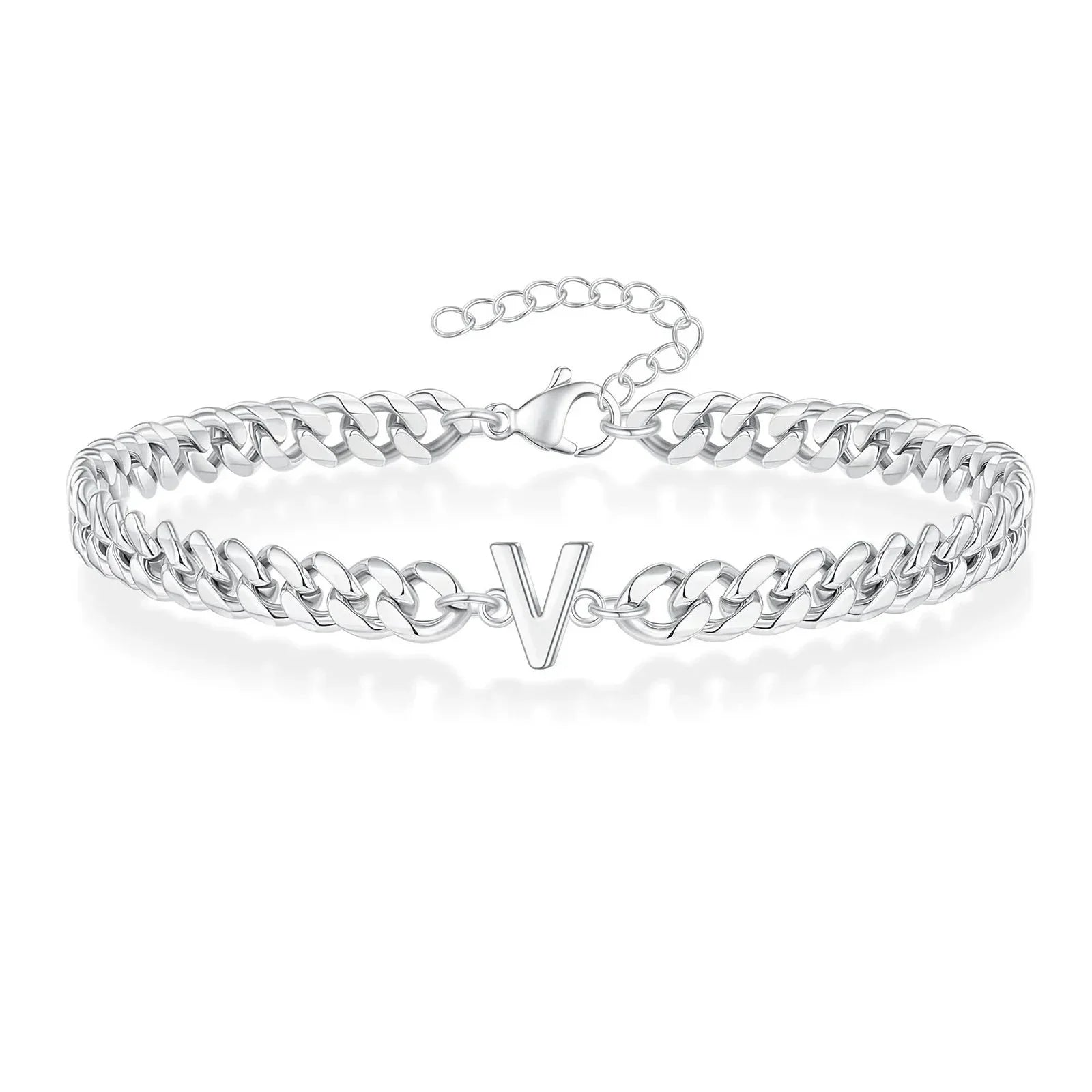 Couples Letter Initial Cuban Bracelet - Adjustable 20-25cm, view 26