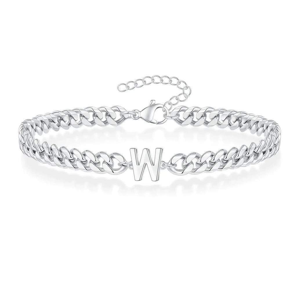 Couples Letter Initial Cuban Bracelet - Adjustable 20-25cm, view 27