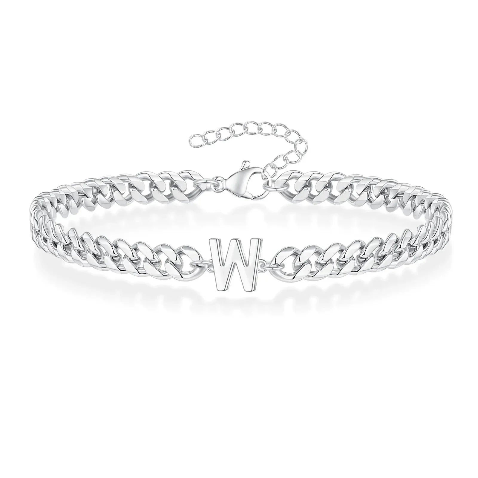 Couples Letter Initial Cuban Bracelet - Adjustable 20-25cm, view 27