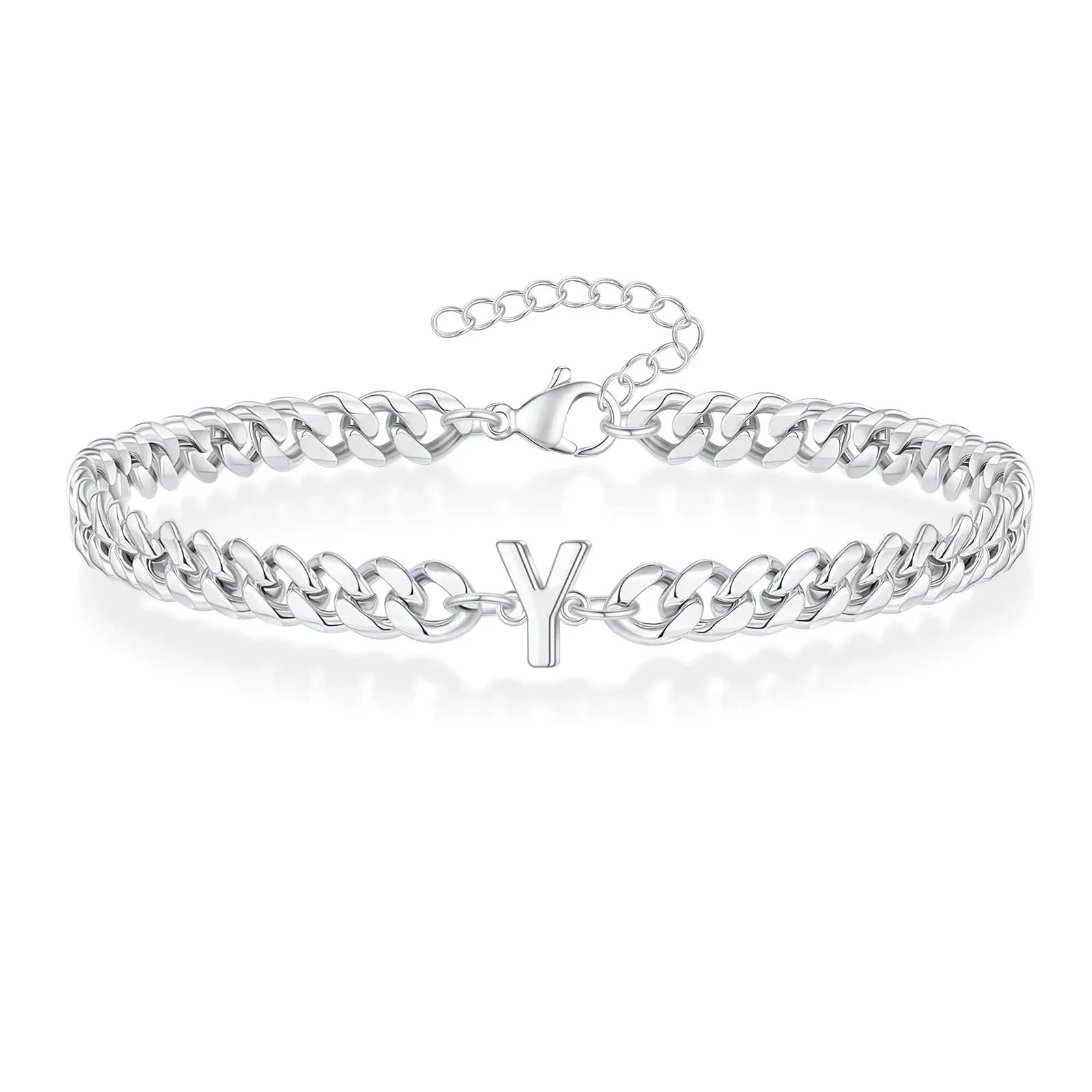 Couples Letter Initial Cuban Bracelet - Adjustable 20-25cm, view 29