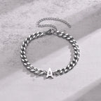 Couples Letter Initial Cuban Bracelet - Adjustable 20-25cm, view 4