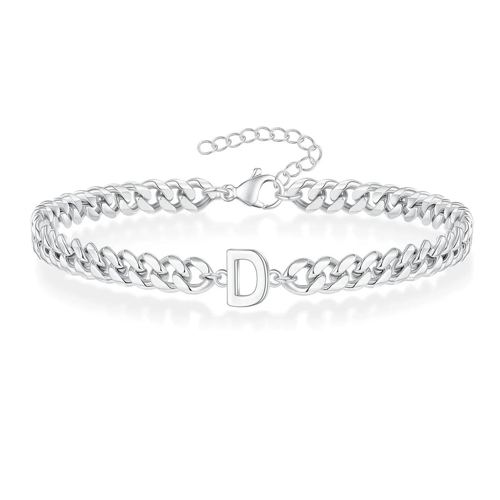Couples Letter Initial Cuban Bracelet - Adjustable 20-25cm, view 8