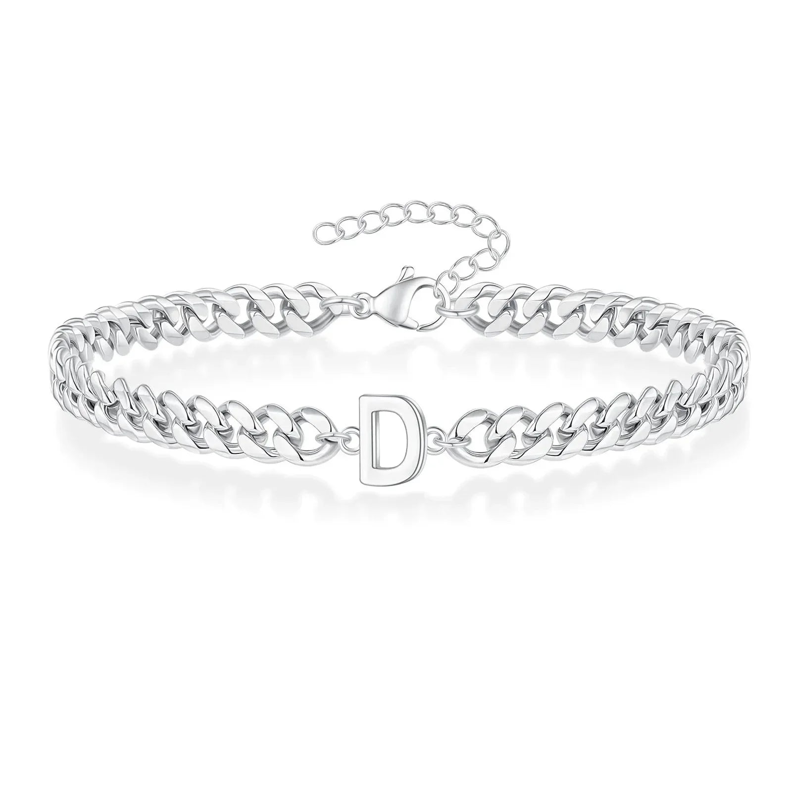 Couples Letter Initial Cuban Bracelet - Adjustable 20-25cm, view 8