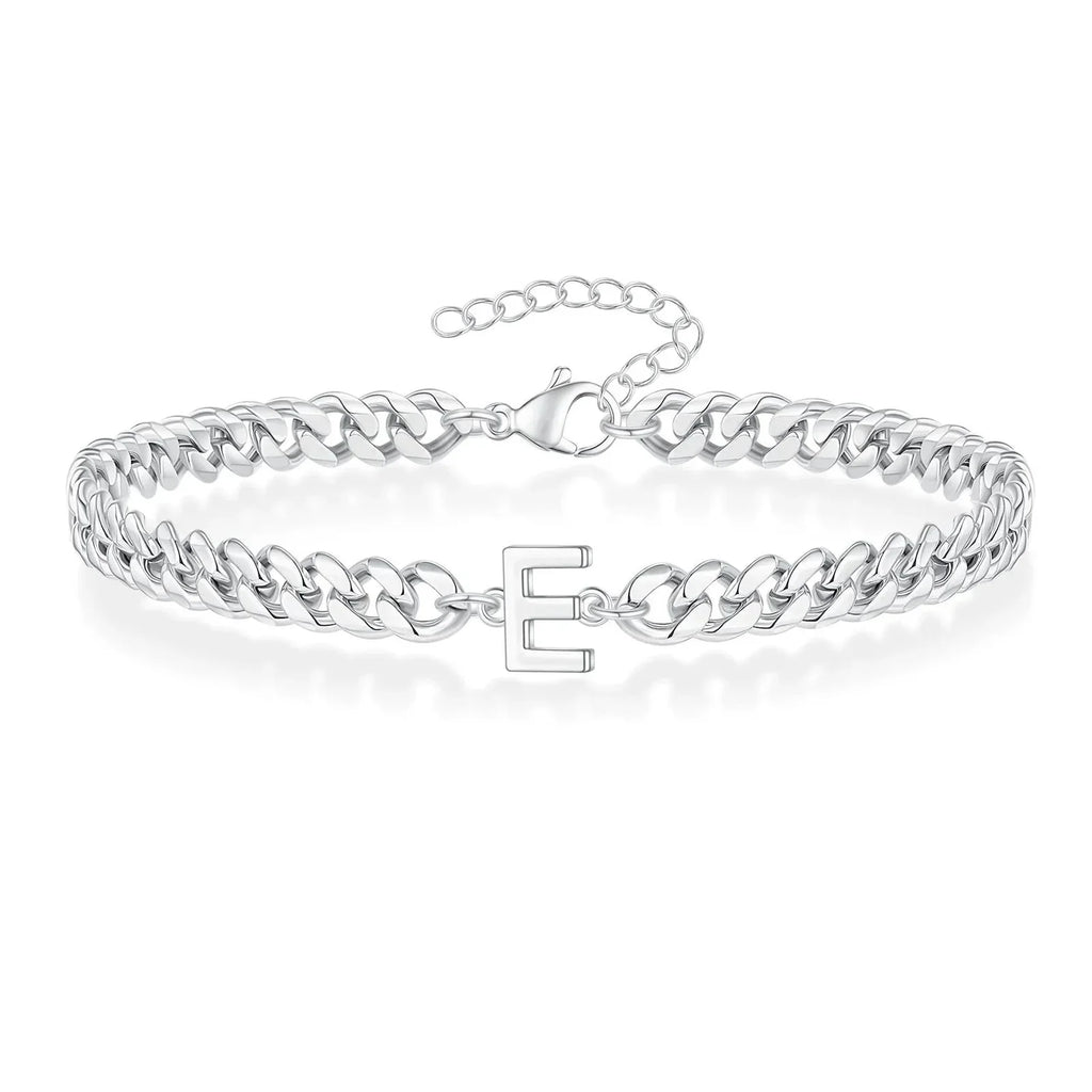 Couples Letter Initial Cuban Bracelet - Adjustable 20-25cm, view 9
