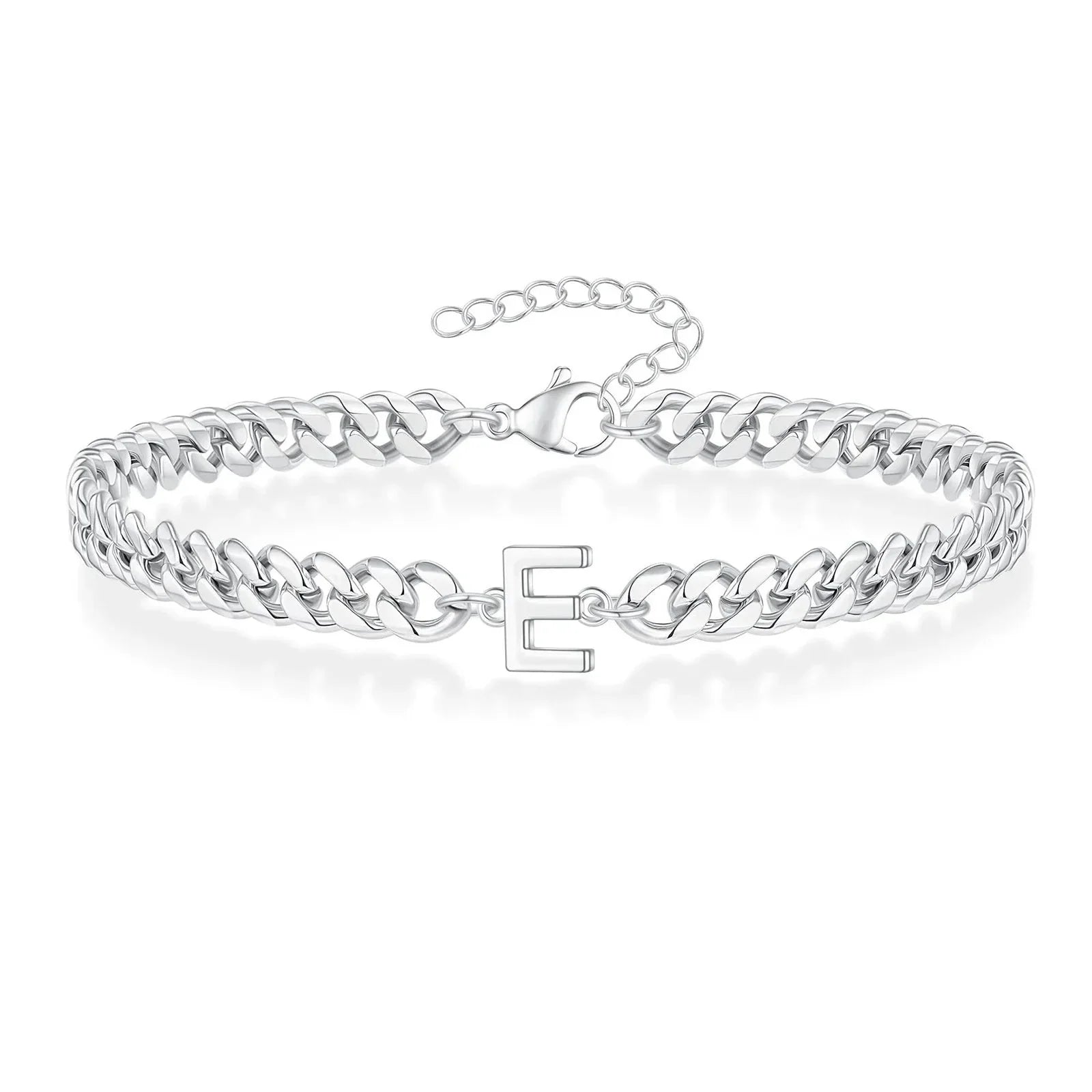 Couples Letter Initial Cuban Bracelet - Adjustable 20-25cm, view 9