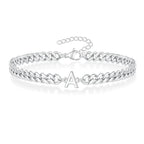 Couples Letter Initial Cuban Bracelet - Adjustable 20-25cm