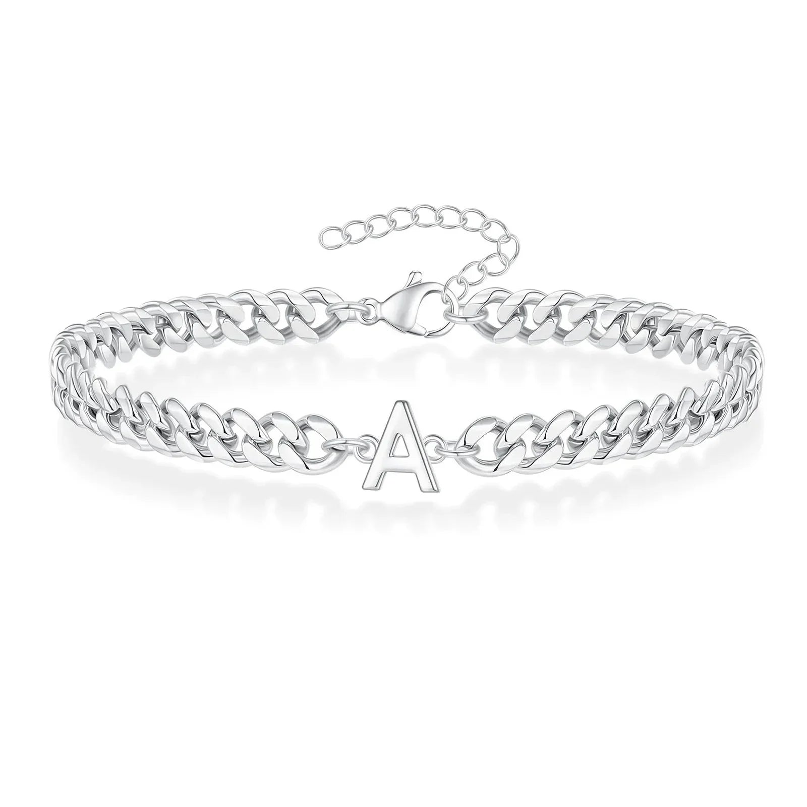 Couples Letter Initial Cuban Bracelet - Adjustable 20-25cm