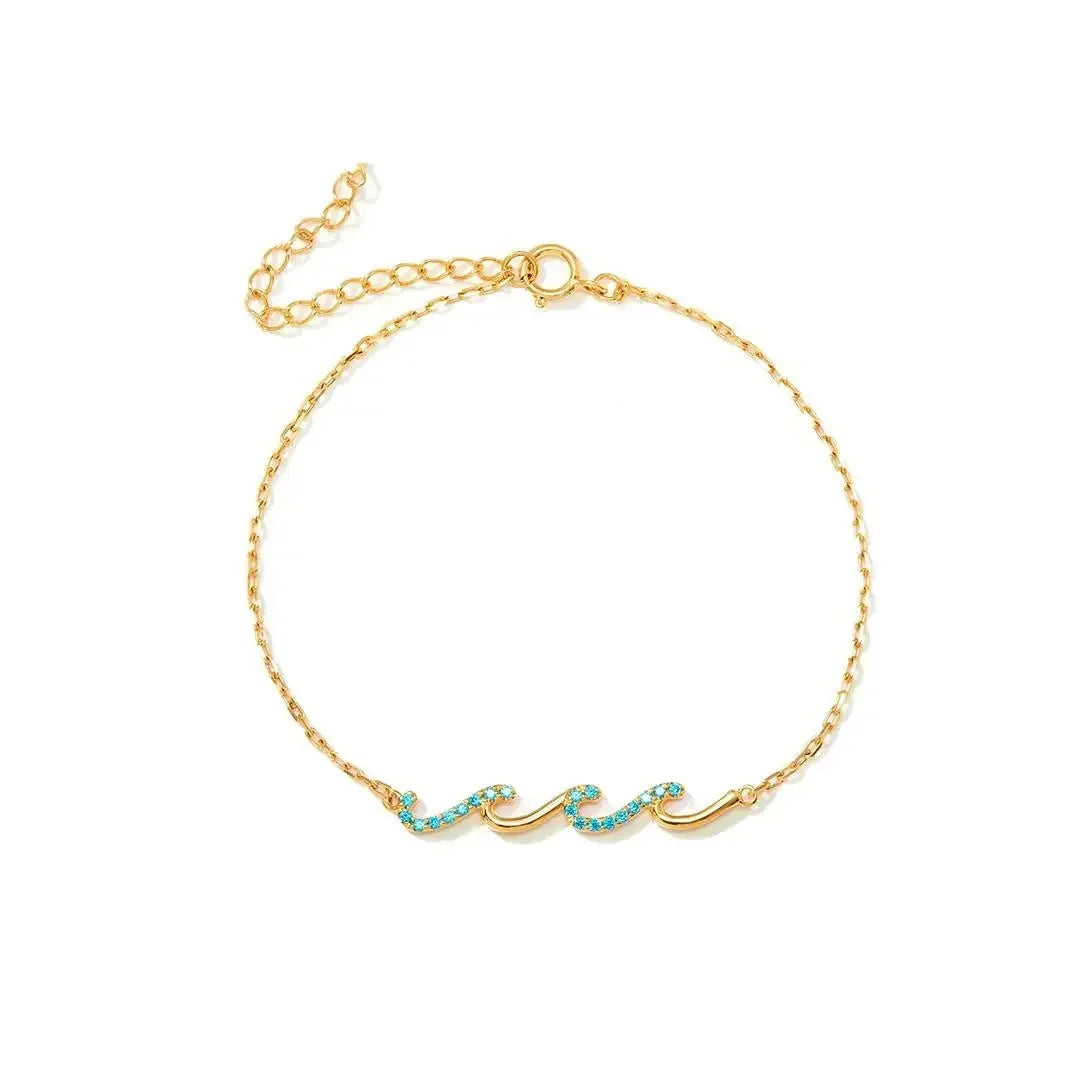 Dainty Wave Bracelet for Women - 18+5cm Adjustable Fit, view 4