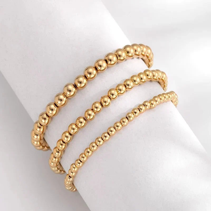 7pcs Gold Beaded Bracelet Stack for Women - Layered Jewellery Set, view 2